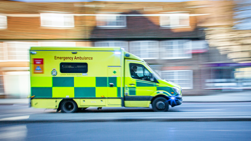 A ambulance driving fast